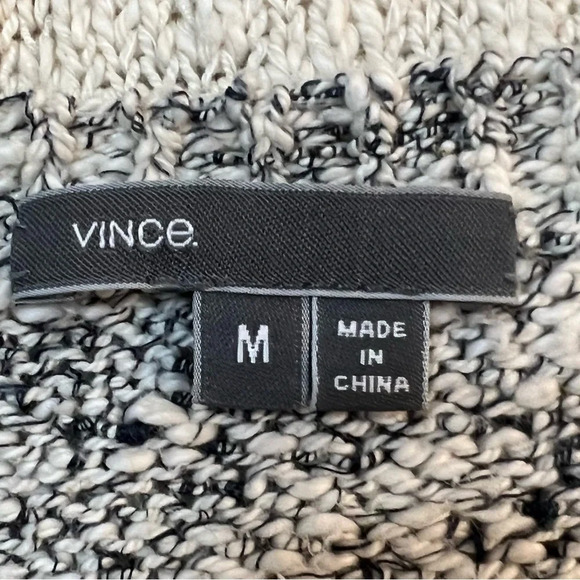 Vince. Marled‎ Black with Band of Cream at Bottom of Sweater. Size Medium. - Picture 2 of 7